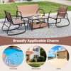 4 Pieces Patio Furniture Set with Rocking Bistro Chairs and Breathable Mesh Fabric-Coffee