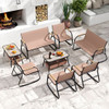 4 Pieces Patio Furniture Set with Rocking Bistro Chairs and Breathable Mesh Fabric-Coffee