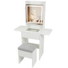 Space-saving Vanity Desk with Mirror and Lights for Bedroom-White