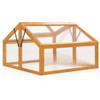 Wood Cold Frame Greenhouse Raised Flower Planter Protection with Transparent Openable Roof-Orange