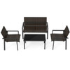 4 Pieces Patio Furniture Set with Heavy Duty Galvanized Metal Frame-Brown