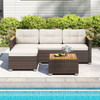 5-Piece Wicker Conversation Set Rattan Set with Cushions and Coffee Table-White