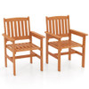 Wooden Patio Chairs Set of 2 with Inclined Backrests 