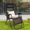 Folding Rattan Zero Gravity Lounge Chair with Removable Head Pillow-Gray