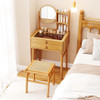 Small Vanity Desk and Stool Set with Mirror and 2 Drawers
