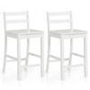 Wooden Bar Stools Set of 2 with Ergonomic Backrest and Footrest-White