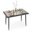Sintered Stone Dining Table 44" Rectangular Kitchen Table with Metal Frame Indoor Modern Breakfast 
