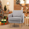 Sherpa Accent Chair Modern Living Room Chair with Seat Cushion-Grey