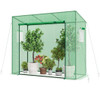 Outdoor Portable Walk-in Greenhouse with PE Cover Heavy-Duty Metal Frame Roll-up Zipper Door