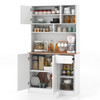 71 Inch Tall Pantry Cabinet with Outlets for Dining Room-White