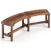 Patio Curved Bench Solid Wood Fire Pit Bench Outdoor Backless Loveseat-Natural