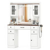 41.5 Inch Makeup Dressing Table with Power Outlets and 3 Color Lighting Modes-White+