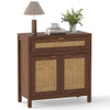 Sideboard Storage Cabinet with Rattan Doors and Drawer-Brown