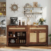 Sideboard Storage Cabinet with Rattan Doors and Drawer-Brown