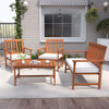 4 Pieces Acacia Wood Furniture Set with Seat Cushions and Robust Wood Frame-White