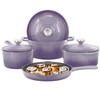 MegaChef 7 Piece Enameled Cast Iron Cookware Set in Purple