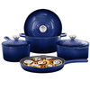 MegaChef 7 Piece Enameled Cast Iron Cookware Set in Blue