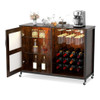 Wine Bar Cabinet with LED Light and Adjustable Shelves-Rustic Brown