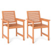 Patio Chairs Set of 2 with Inclined Backrests and Slatted Seats