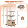 4-Layer Cat Tower with Scratching Posts Condo and Washable Cushions-Coffee
