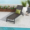 Patio PE Rattan Chaise Lounge with 5-Level Backrest and Wheels-Brown
