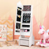 Kids Princess Vanity Table and Stool Set with Jewelry Cabinet and Mirror Drawer-White