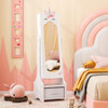 Kids Princess Vanity Table and Stool Set with Jewelry Cabinet and Mirror Drawer-White