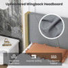 Twin/Queen Bed Frame with Linen Upholstered Wingback Headboard-Twin Size