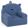 Kids Bear Sofa Toddler Foam Couch with Soft Fleece Fabric Cover-Navy