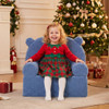 Kids Bear Sofa Toddler Foam Couch with Soft Fleece Fabric Cover-Navy