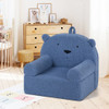 Kids Bear Sofa Toddler Foam Couch with Soft Fleece Fabric Cover-Navy