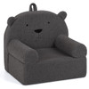 Kids Bear Sofa Toddler Foam Couch with Soft Fleece Fabric Cover-Navy