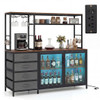 Sideboard Buffet Cabinet with LED Lights 55 inch Coffee Table with Power Outlets-Natural