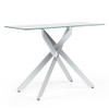 Glass Console Table Modern Entryway Table with Clear Tempered Glass Top-Silver