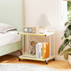 Mobile Side Table 2-Tier Rolling End Table with Open Shelves & Golden Trimmed Edges-White