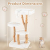 44 Inch Solid Wood Cat Tree with Perch and Natural Jute Scratching Posts-White