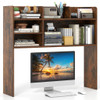 Desktop Bookshelf Countertop Storage Hutch with 6 Shelves-Rustic Brown