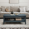 Farmhouse Coffee Table Rustic Cocktail Center Table with Thickened Tabletop-Blue