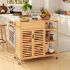 Kitchen Island Cart on Wheels with Sturdy Bamboo Frame-Natural
