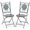 Set of 2 Mosaic Chairs for Patio Metal Folding Chairs-Multicolor