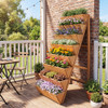 8-tier Vertical Raised Garden Bed Wood Elevated Planter Box with Legs-Orange