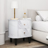 2-Drawer Nightstand Modern Faux Marble Bedside Table with Storage-White