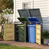Outdoor Metal Garbage Bin Storage Shed for 2 Trash Cans-Yellow