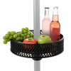 Patio Umbrella Table Tray Adjustable with Storage and Umbrella Poles-Black