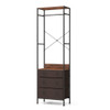 Freestanding Closet Organizer with 3-position Hanging Rod and Storage Shelves-Brown