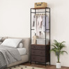 Freestanding Closet Organizer with 3-position Hanging Rod and Storage Shelves-Brown
