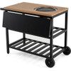 Outdoor Dining Cart with BBQ Grill and Folding Side Panel