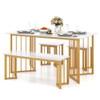 4 Piece Dining Table Set with Bench and 2 Stools-White