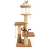65 Inches Tall Cat Tree with Self-groomer and Removable Cat Bed-Coffee