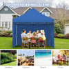 10 x 10 Feet Pop-up Gazebo with 5 Removable Zippered Sidewalls and Extended Awning-Blue